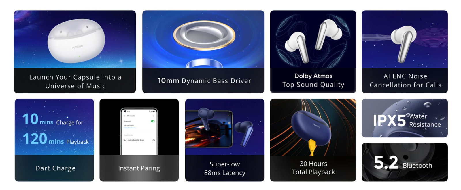 Слушалки realme Buds Air3 BUDS AIR3 NEO BLUE | Цена - JAR Computers